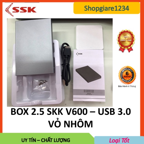 Box chuyển ổ cứng di động SSK HE-V600 chuẩn 3.0, VỎ Nhôm - Hỗ trợ đến 5Gbps (xám)