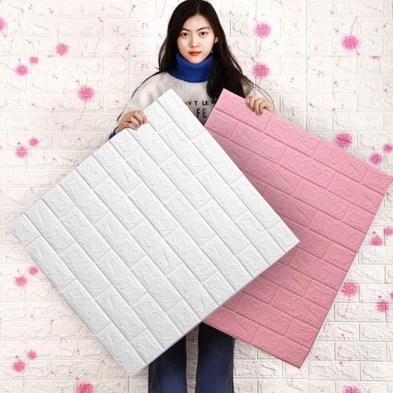Tấm Xốp Dán Tường 3D Giả Vân Gạch 70x77cm, Sẵn Keo Bóc Dán