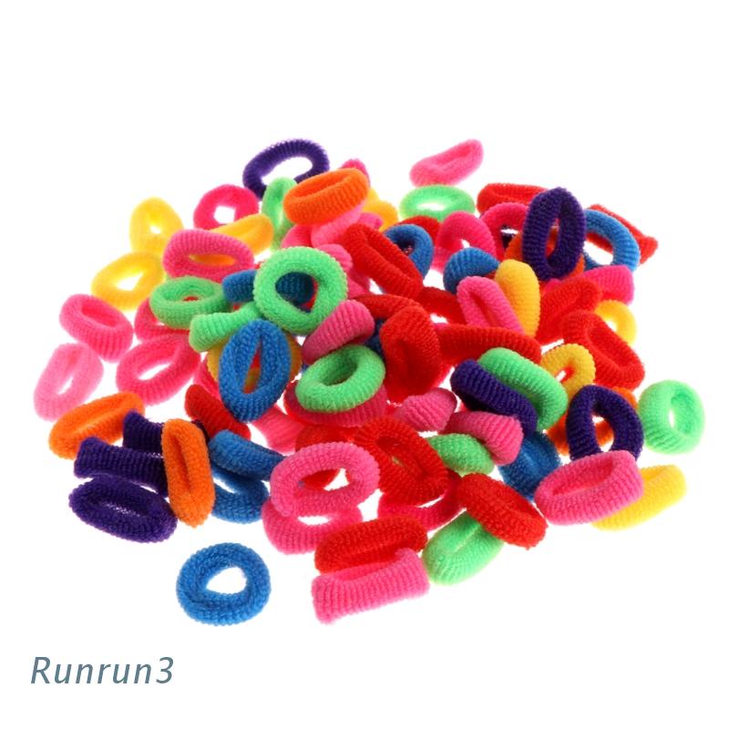 Set 100 dây buộc tóc co giãn nhiều màu sắc dành cho bé gái