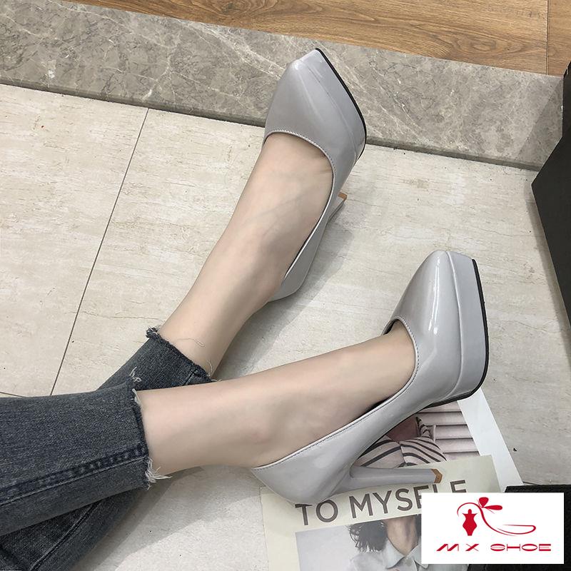 Giày Cao Gót Da Bóng Mũi Nhọn Chống Thấm Nước Phong Cách Âu Mỹ Quyến Rũ 2022