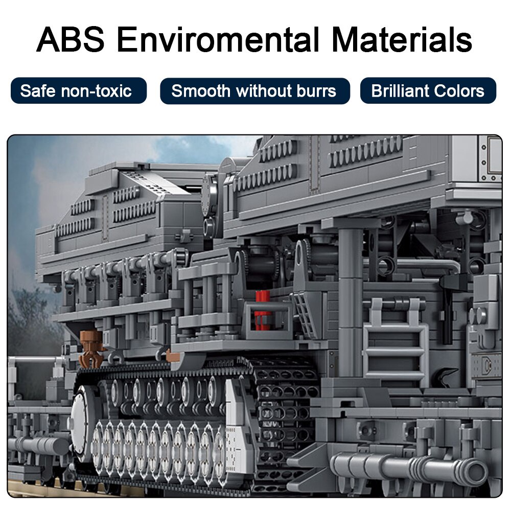 Đồ chơi Lắp ráp Mô hình xe tăng Panlos 628008 4158pcs Military WW2 German Karl Carronade Blocks Tank Railway Gun Bricks