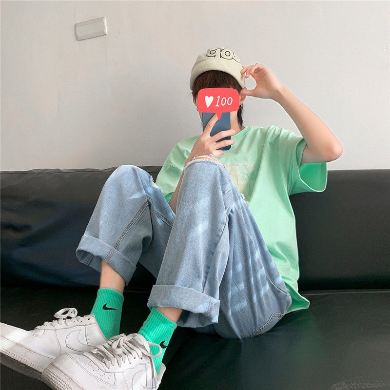 Quần Jeans Lửng Ống Đứng Thời Trang Cho Nam