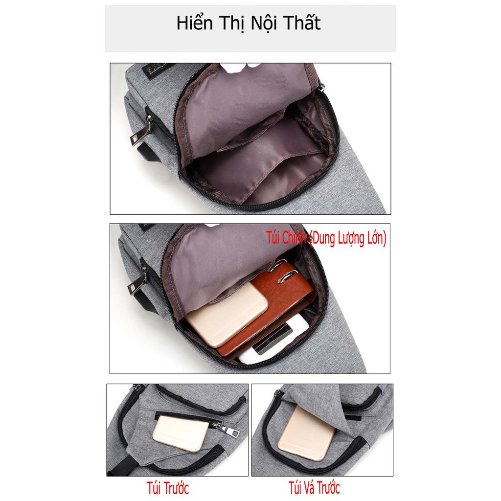 Túi Đeo Chéo Nam Phong Cách Hàn Quốc Túi Đeo Chéo Vải Bố và Kèm Sặc Pin Dự Phòng 20k mah | BigBuy360 - bigbuy360.vn
