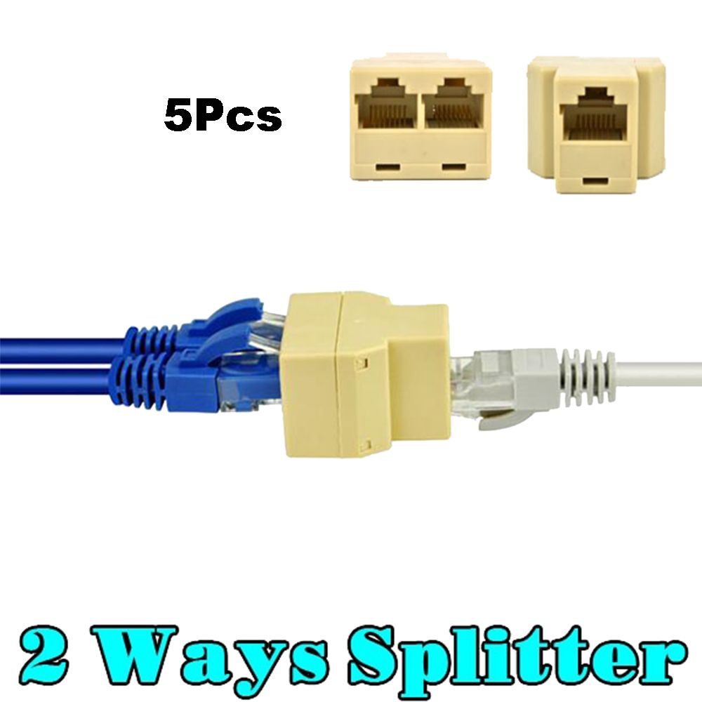 Bộ 5 đầu chuyển đổi chia 1 cổng RJ45 thành 2 cổng cho dây cáp mạng LAN CAT5/CAT6
