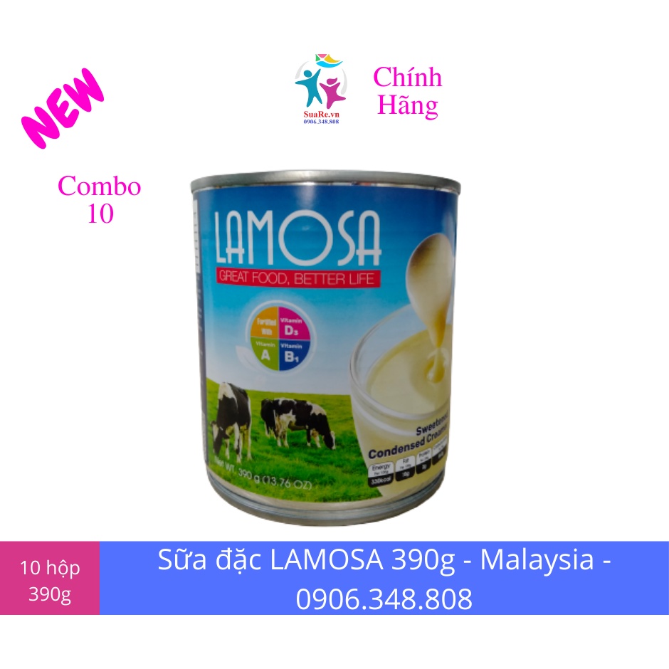 Combo 10 Hộp Sữa Đặc Có Đường Cao Cấp LAMOSA 390gr