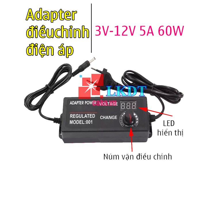 LKDT Adapter điều chỉnh điện áp 3~12V 5A