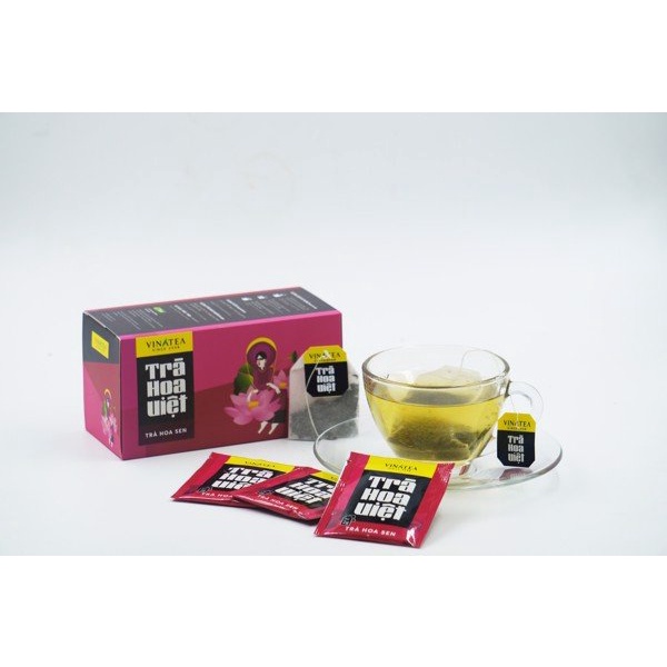 Trà Vinatea hoa Sen trà túi lọc hộp 50gram 25 gói thanh lọc cơ thể, thư giãn, ngủ ngon.