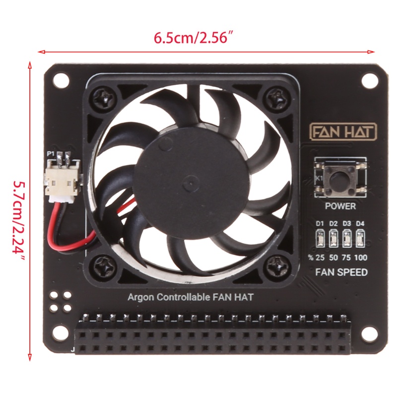 Mũ Lưỡi Trai Kèm Quạt Tản Nhiệt 2.56x2.25inches Cho Raspberry Pi 4B / 3B + / 3B