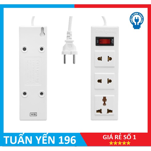 Ổ Cắm Điện Quang ĐQ 002A-02 (3 lỗ - dây 2m-5m - 1 công tắc), chống cháy ,nổ ,chất lượng cao