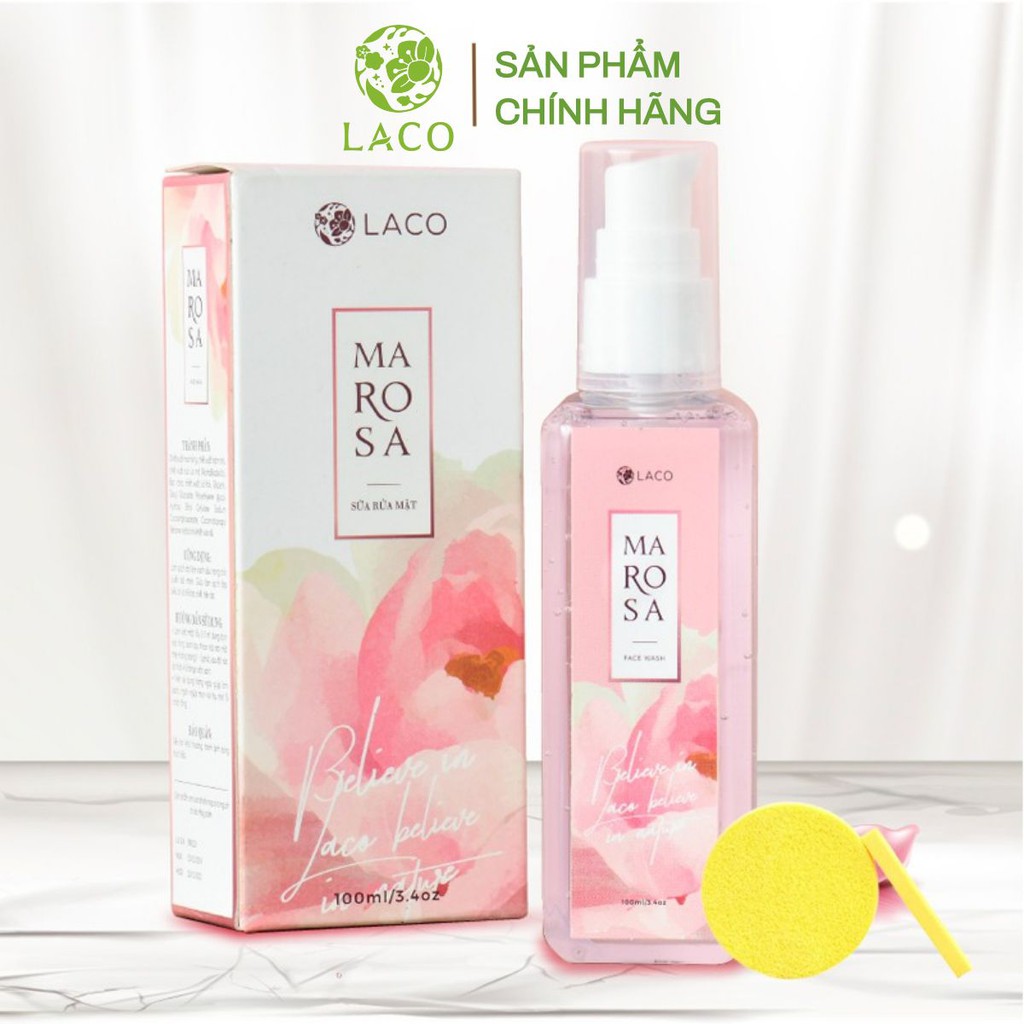 Combo Sữa rửa mặt Marosa LACO 100ml ít bọt làm cho cho làn da sạch sâu nhẹ + 12pcs bông nở rửa mặt Laco