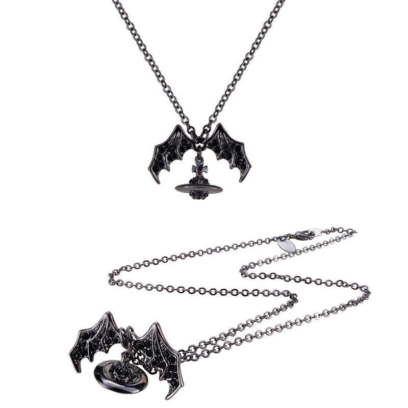 Vòng Cổ Choker Mặt Gỗ Đen Hình Dơi Phong Cách Punk