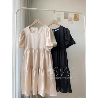 Váy babydoll lụa xoè tay bồng (Ảnh thật)