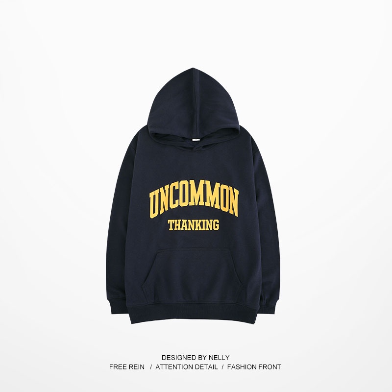 Áo hoodie Nelly nỉ lót lông in hình "UNCOMMON" áo nỉ