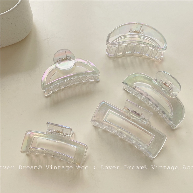 Kẹp tóc trong suốt phong cách retro Hàn Quốc