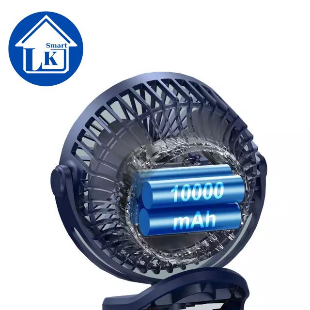 Quạt tích điện pin 10.000 Mah, quạt văn phòng, quạt kẹp nôi, xe đẩy thông minh cho bé, dùng liên tục 12-15 tiếng