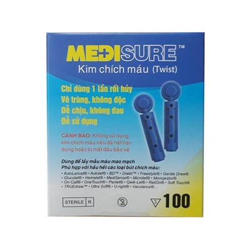 Kim chích lấy máu thử đường huyết đã tiệt trùng, kim tiểu đường sinocare/ medisure/ medisafe hộp 50-100c [hibaby+ store]