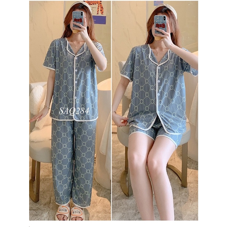 PIJAMA NỮ (KHÔNG MẶC BẦU ) Mặc Nhà SAQ284 set 3 món