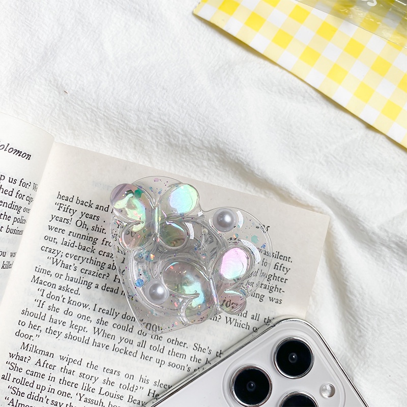 Giá Đỡ Điện Thoại Hình Hoa Màu Laser Trong Suốt Có Đệm Khí Màu Trơn