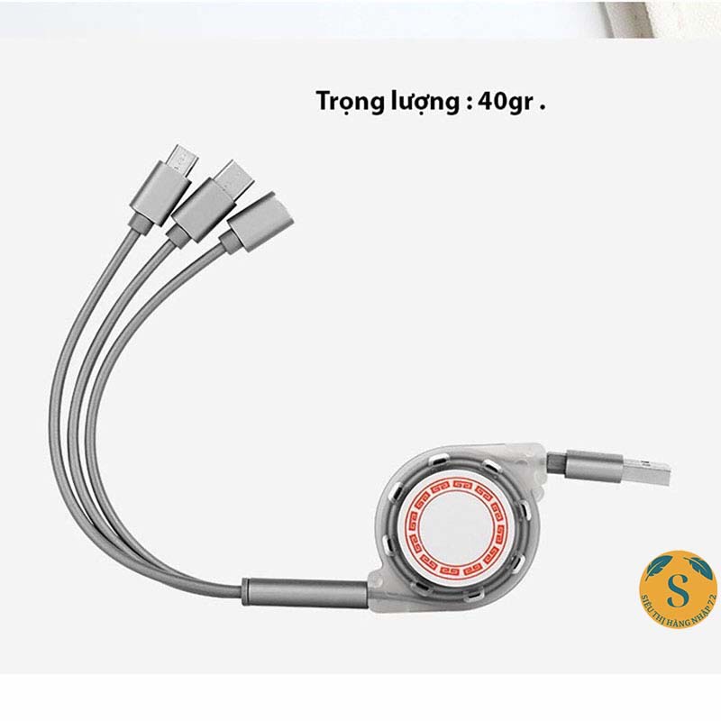 Dây Cáp Sạc 3 Đầu đa năng 3in1
