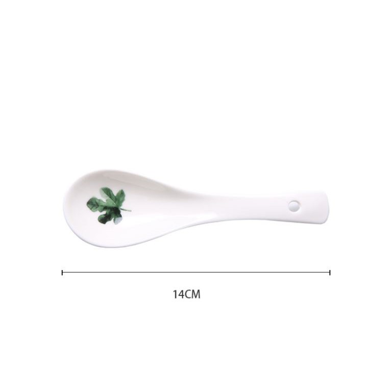 Muỗng ăn cơm, thìa ăn cơm kích thước 14cm chất liệu gốm sứ.