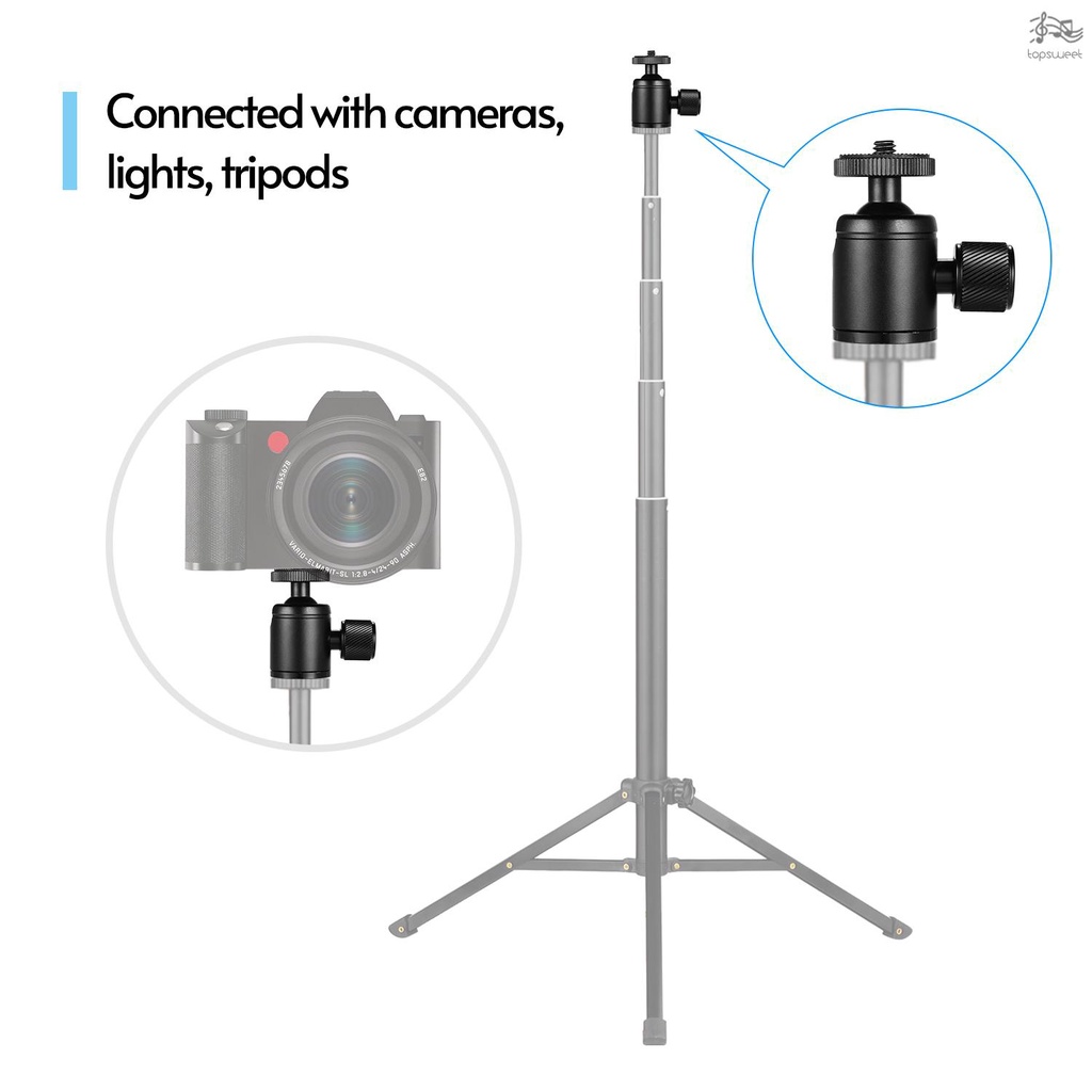 Đầu Bi Hợp Kim Nhôm Với Ốc Vít 1 / 4 Inch Và Lỗ 3 / 8 Inch Cho Chân Máy Ảnh / Điện Thoại / Đèn LED Đen | BigBuy360 - bigbuy360.vn