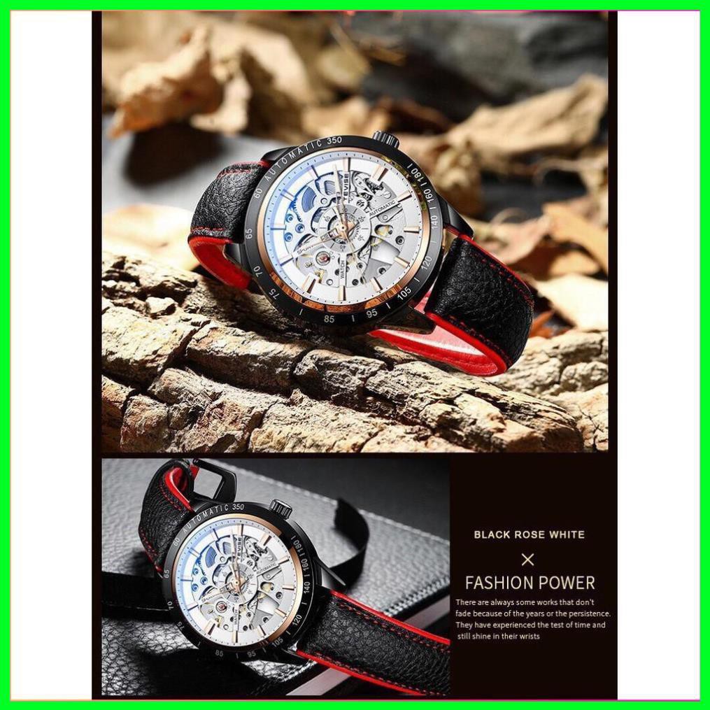 Đồng hồ nam automatic dây da bọc su cực bền hiệu tevise chính hãng (tặng kèm hộp) | BigBuy360 - bigbuy360.vn