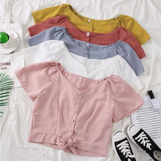 Áo Croptop buộc nơ bụng cho người béo mập - ABEO066