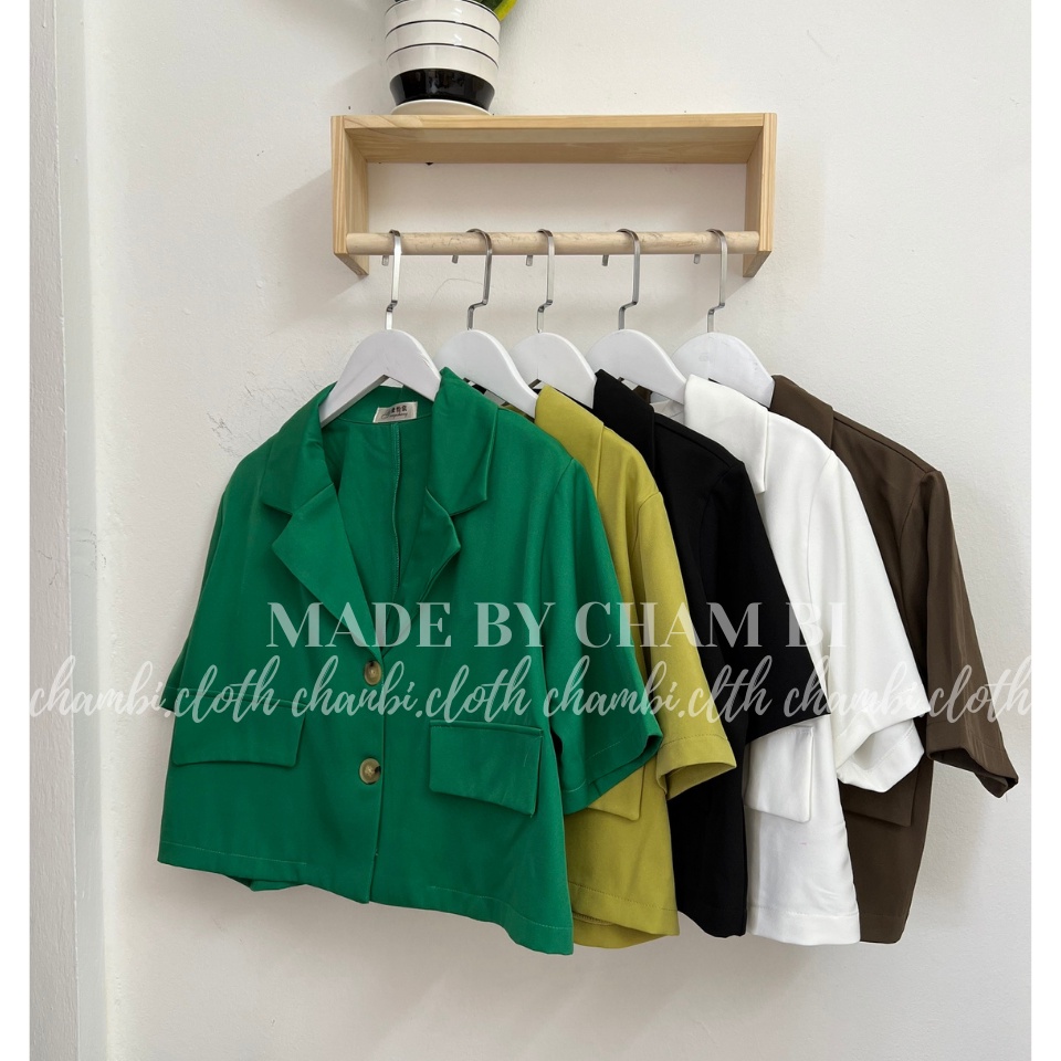 Áo khoác nữ Hàn Quốc A.331, Áo blazer dáng ngắn cổ vest 2 cúc dọc túi nắp chéo cách điệu cá tính - Thời trang nữ Chấm Bi | BigBuy360 - bigbuy360.vn