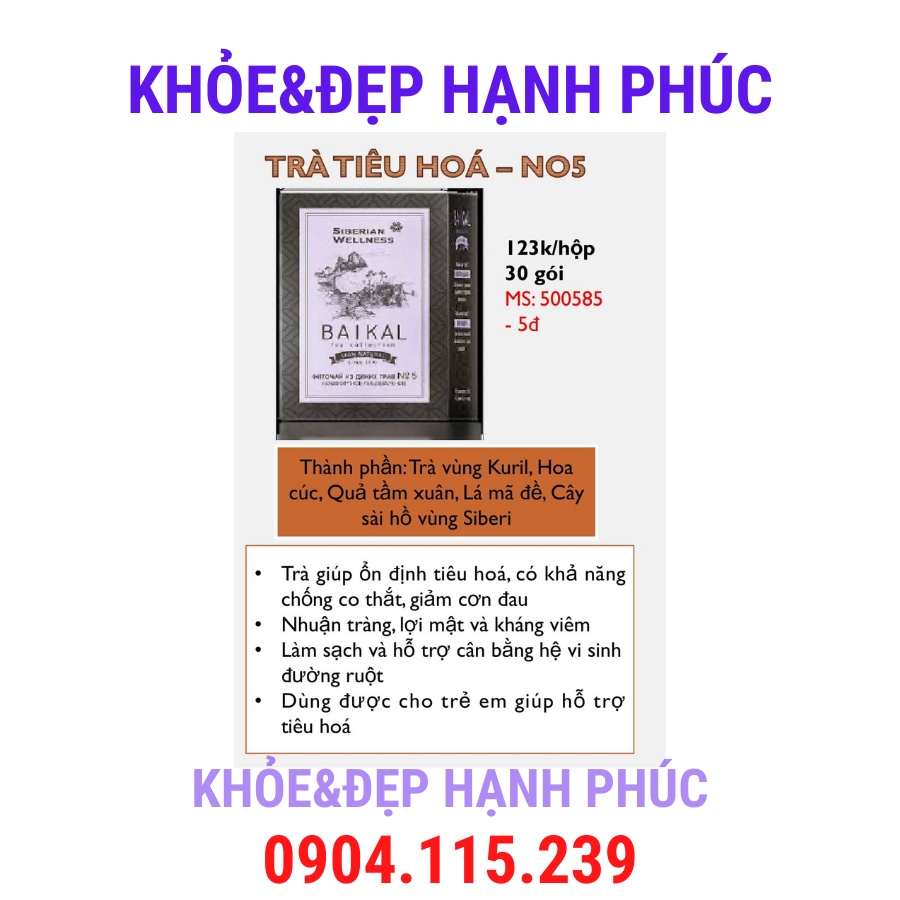 [ Trà Baikan N5 tiêu hóa ] Thực phẩm bảo vệ sức khỏe Trà thảo mộc Baikal tea collection. Herbal tea №5 – 30 túi/hộp