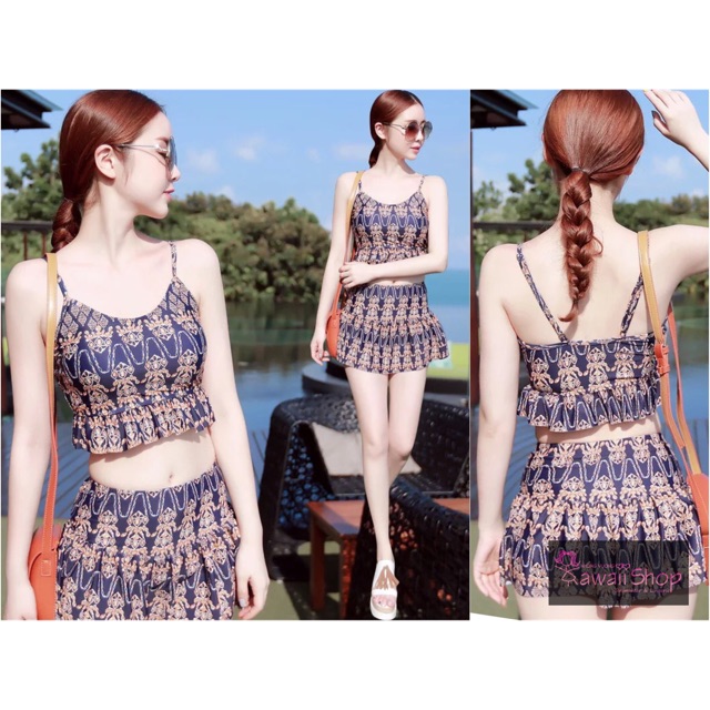 Set bikini 2 mảnh chân váy