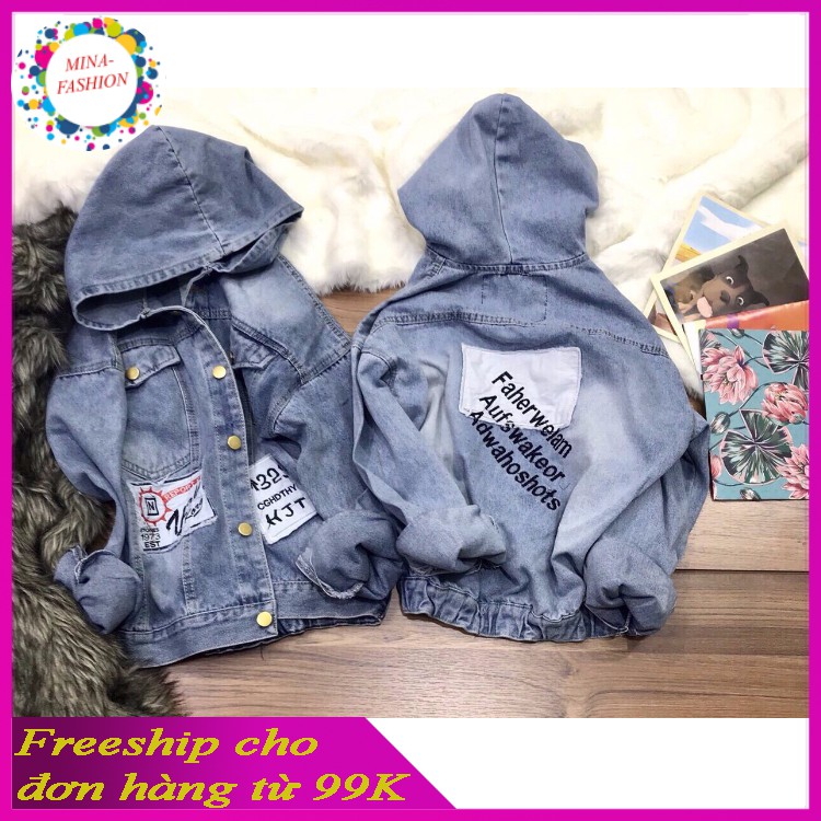 *Free Ship 99k* --Áo Khoác Jean Nữ Mũ Đắp Futer &lt;----- Mina-Fashion