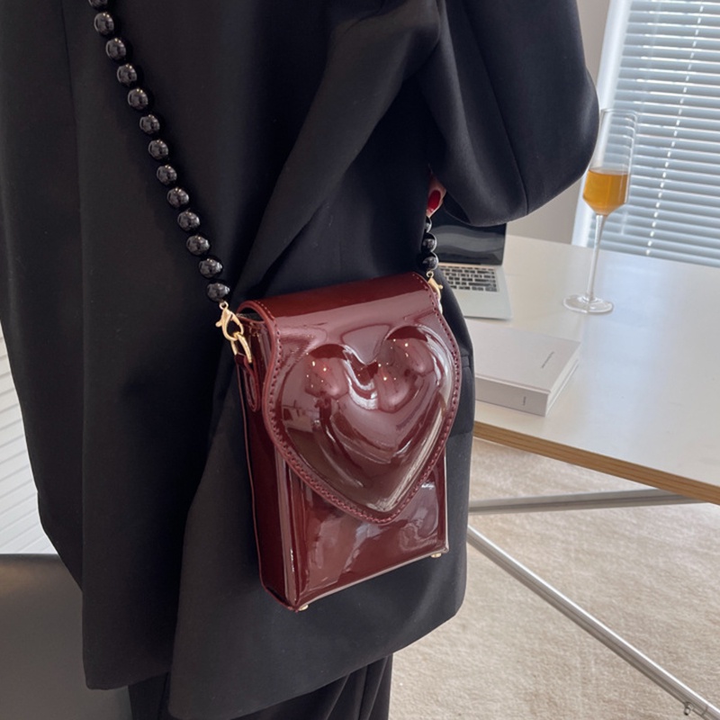 IELGY Túi Đeo Chéo Da Bóng Hình Vuông Nhỏ Đơn Giản Dành Cho Nữ