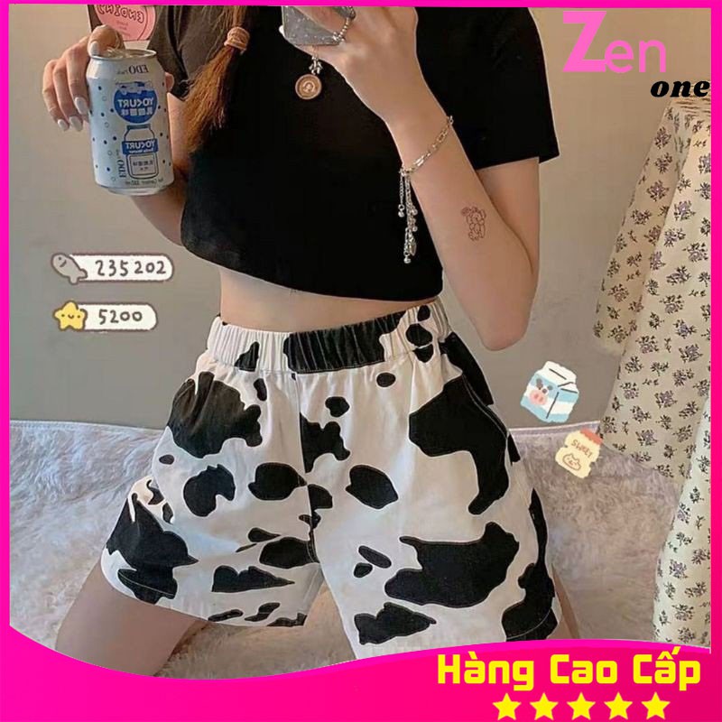 Quần đùi nữ ZenOne , Quần đùi in hình bò sữa 5d không nhèo chất liệu loại 1 siêu đẹp dễ phối đồ mặc siêu sang