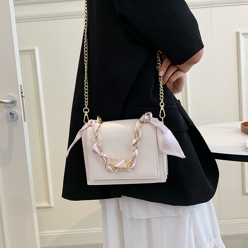 Túi đeo chéo phối dây xích thời trang hè thanh lịch sang trọng cho nữ 2021