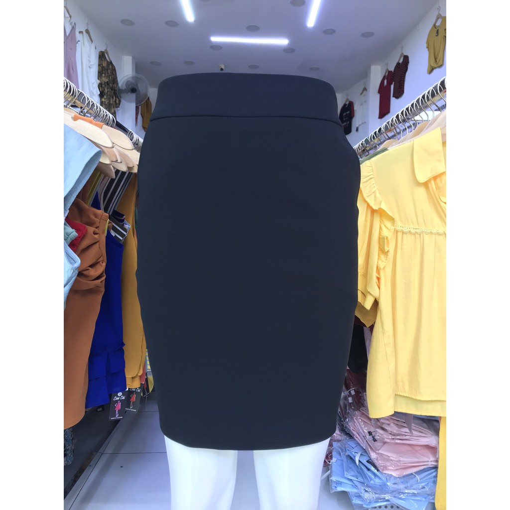 Chân váy công sở ôm HATOP xẻ sau thiết kế cơ bản vải tuyết mưa loại 1 màu đen có túi 2 bên CVOD008