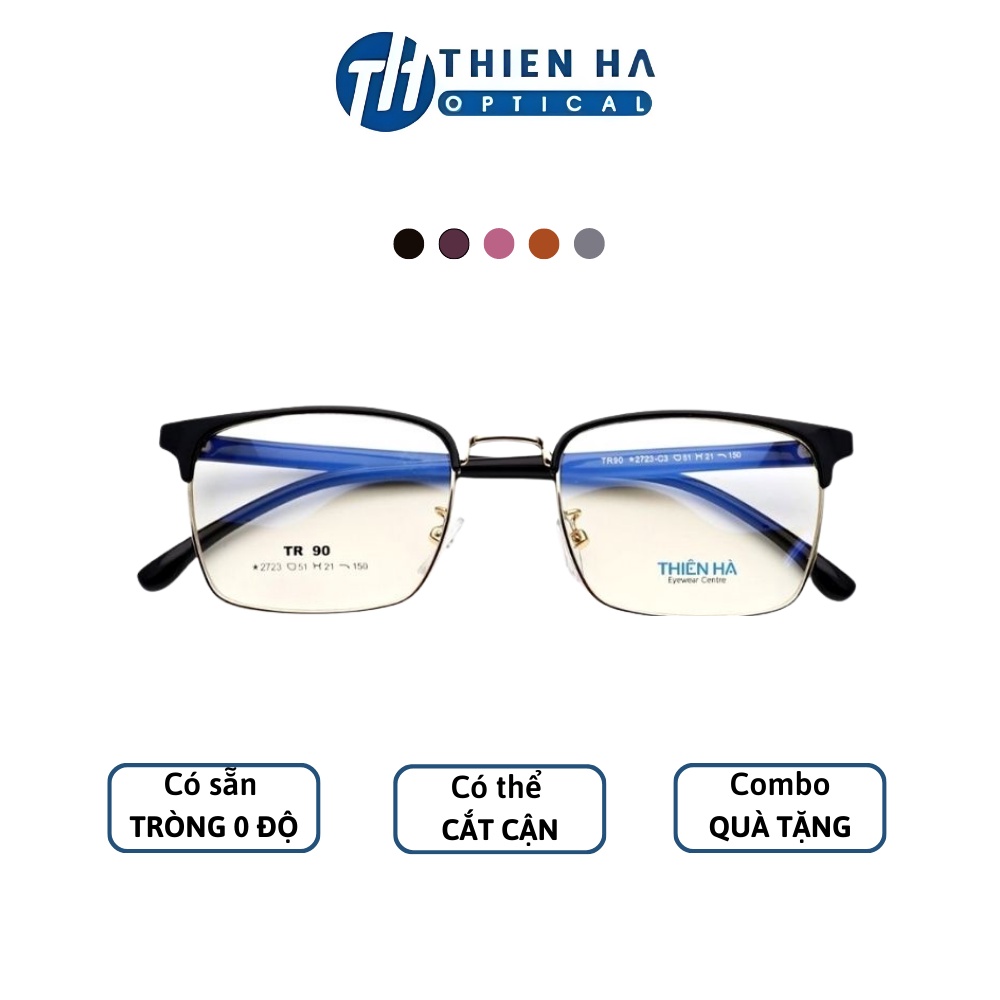 Gọng kính vuông nam nữ THIÊN HÀ OPTICAL unisex gọng dẻo nhẹ càng mảnh nhiều màu dễ đeo thời trang cận loạn TH2723