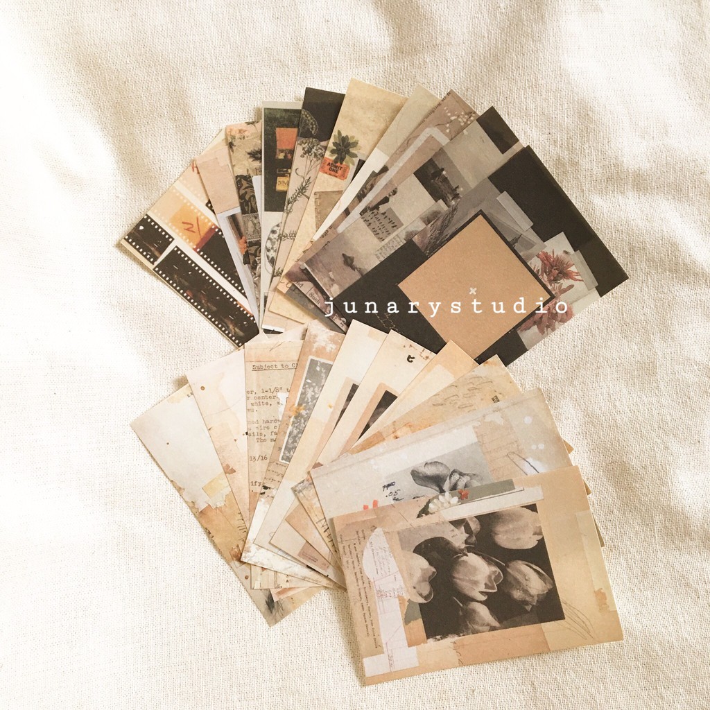 Junarystudio - Set giấy nền vintage nghệ thuật dùng trang trí journal, vintage paper