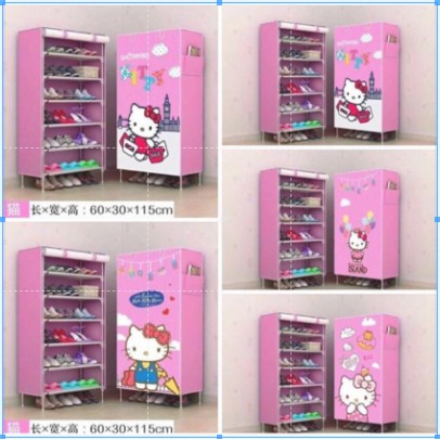 Tủ giày💥FREESHIP💥 kệ để dép họa tiết mèo kitty 6 tầng khung kim loại