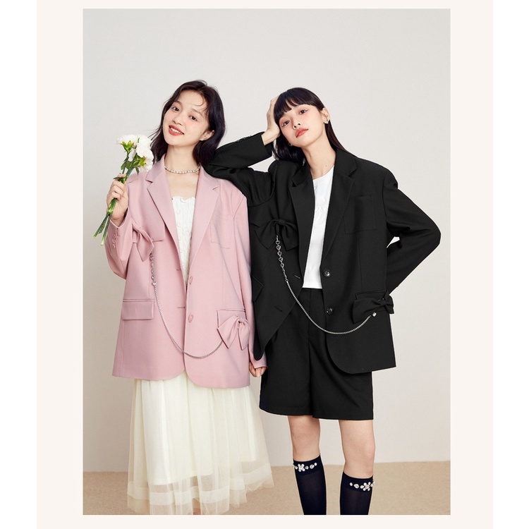 P503 Blazer dáng rộng kèm nơ xuất dư của LEDIN