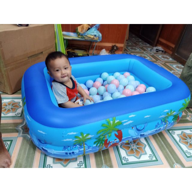 Bể Bơi Thành Cao Cho Bé 3 Tầng, Bể Bơi Phao Bơm Hơi Tại Nhà, Chống Trượt Bền Bỉ, An Toàn Cho Bé
