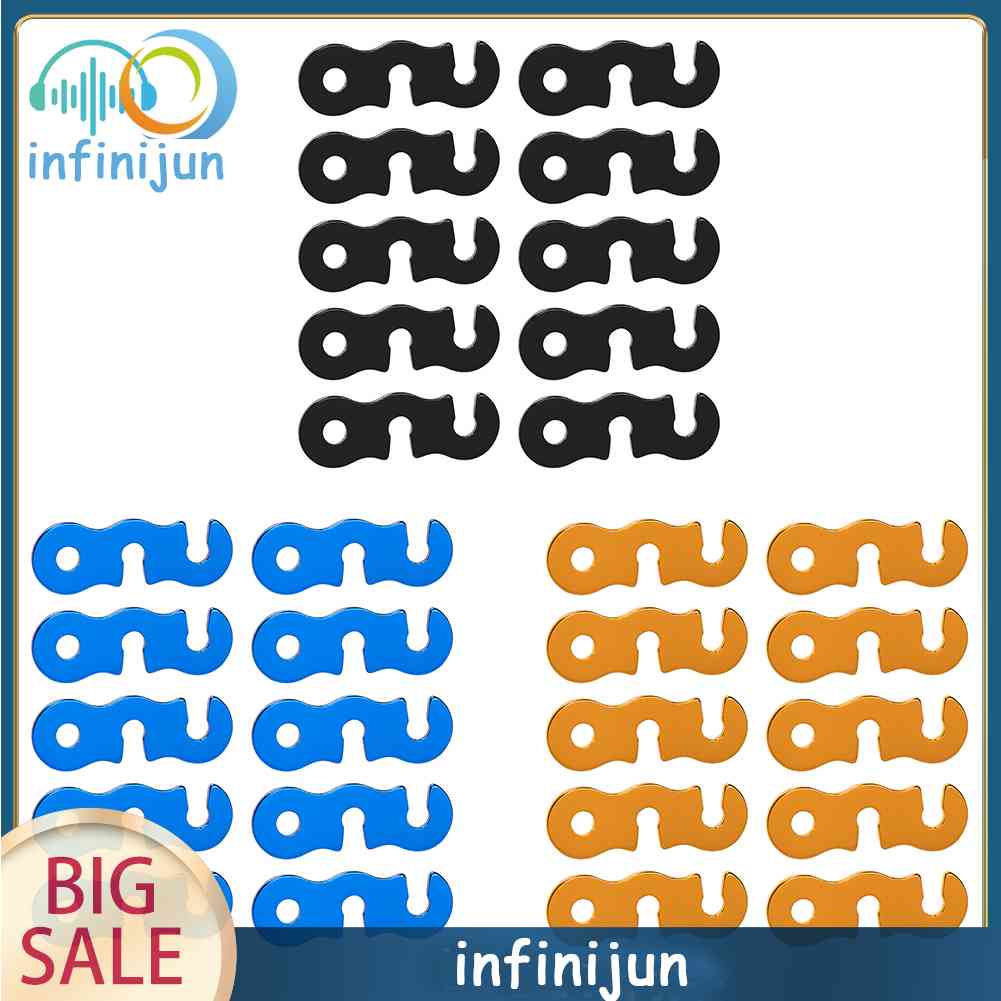 Bộ 10 Móc Khóa Dây Lều Cắm Trại Hình Chữ S Điều Chỉnh Được