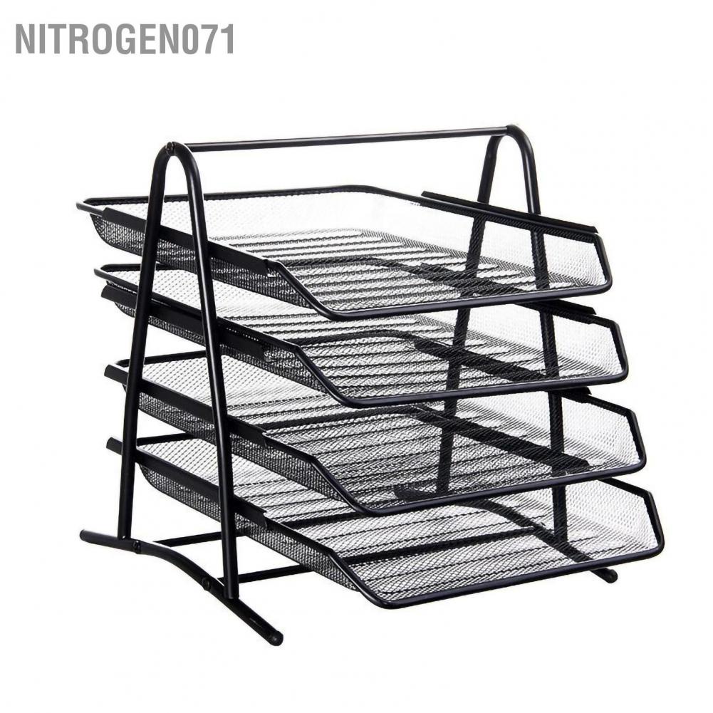 Giá sách, giá sách được sắp xếp trên kệ tài liệu/Máy tổ chức tệp để bàn 4 ngăn Lưới kim loại bền Bộ sắp xếp trên máy tính lắp ráp đơn giản Nitrogen071