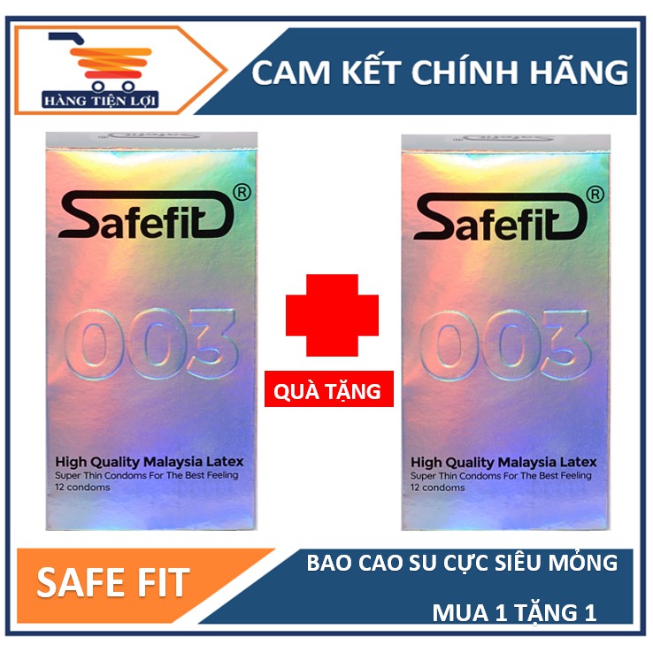 [ MUA 1 TẶNG 1 ] Bao cao su CỰC SIÊU MỎNG Safefit 0.029mm - 12 chiếc