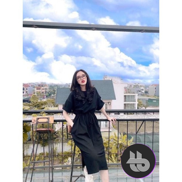 Váy Dáng Dài Rút Dây Eo Che Bụng Form Rộng Chất Vải Thun Cotton | BigBuy360 - bigbuy360.vn