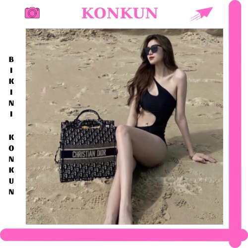 Bikini Một Mảnh Lệch Vai Cut Out Nhiều Màu KONKUN MS41