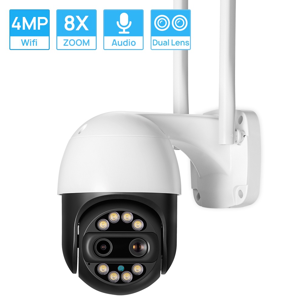 Camera an ninh CCTV HAMROL 4K 8MP ống kính kép 8X Zoom PTZ Wifi IP 2K 4MP tầm nhìn ban đêm chống thấm nước
