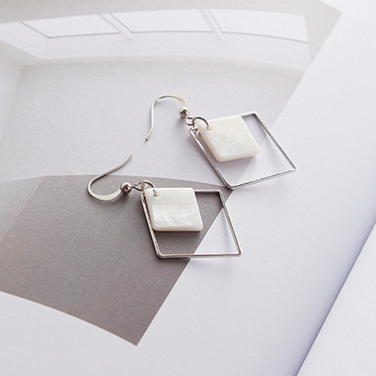 Natural White Shell bông tai Square Earrings