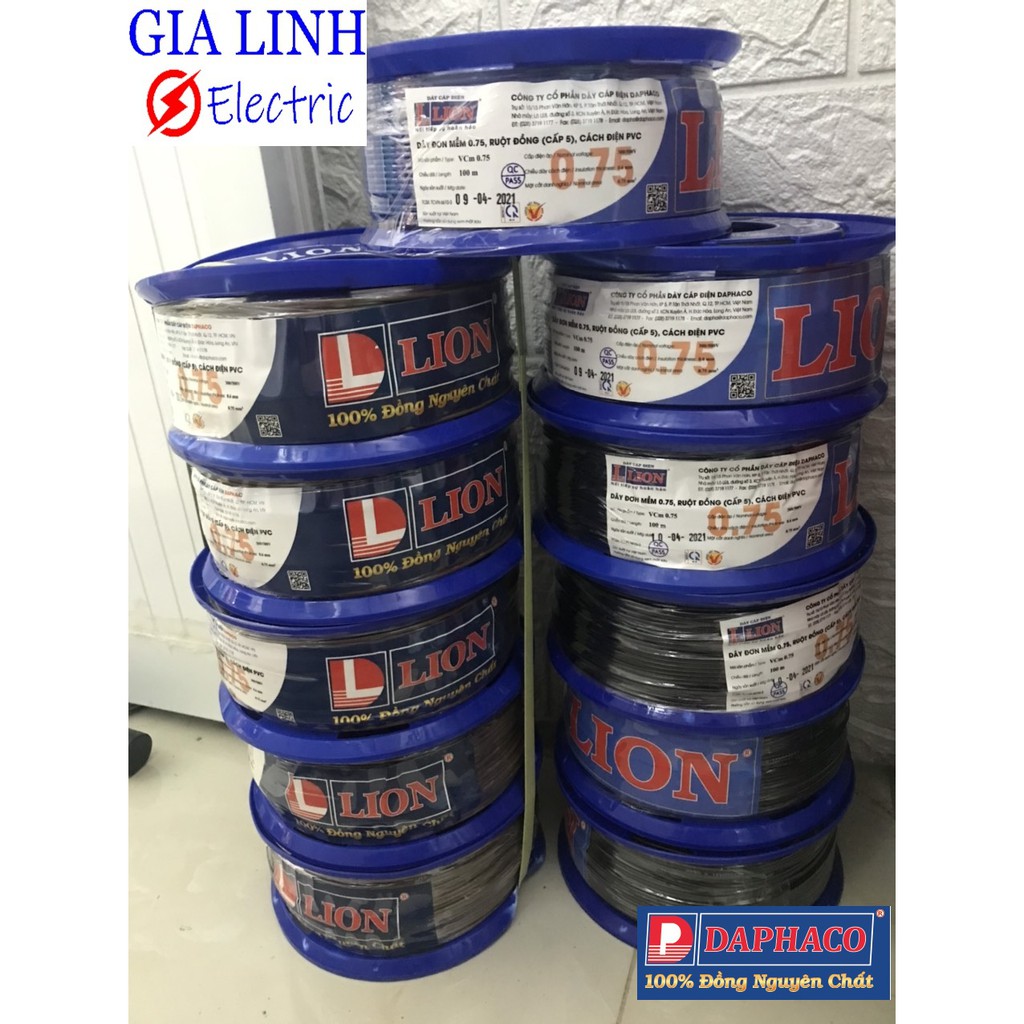 Dây điện đơn mềm Vcm 0.75mm2 DAPHACO - Cuộn 100 mét