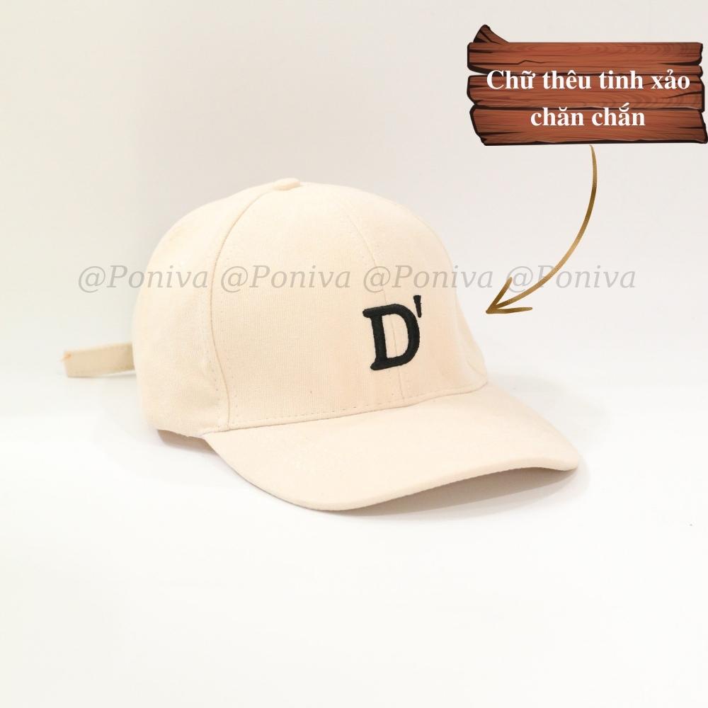 Mũ lưỡi trai ❤️ Nón kết thêu chữ D' chất nhung mịn form unisex D636 phong cách Ulzzang Thời trang PONIVA siêu hot