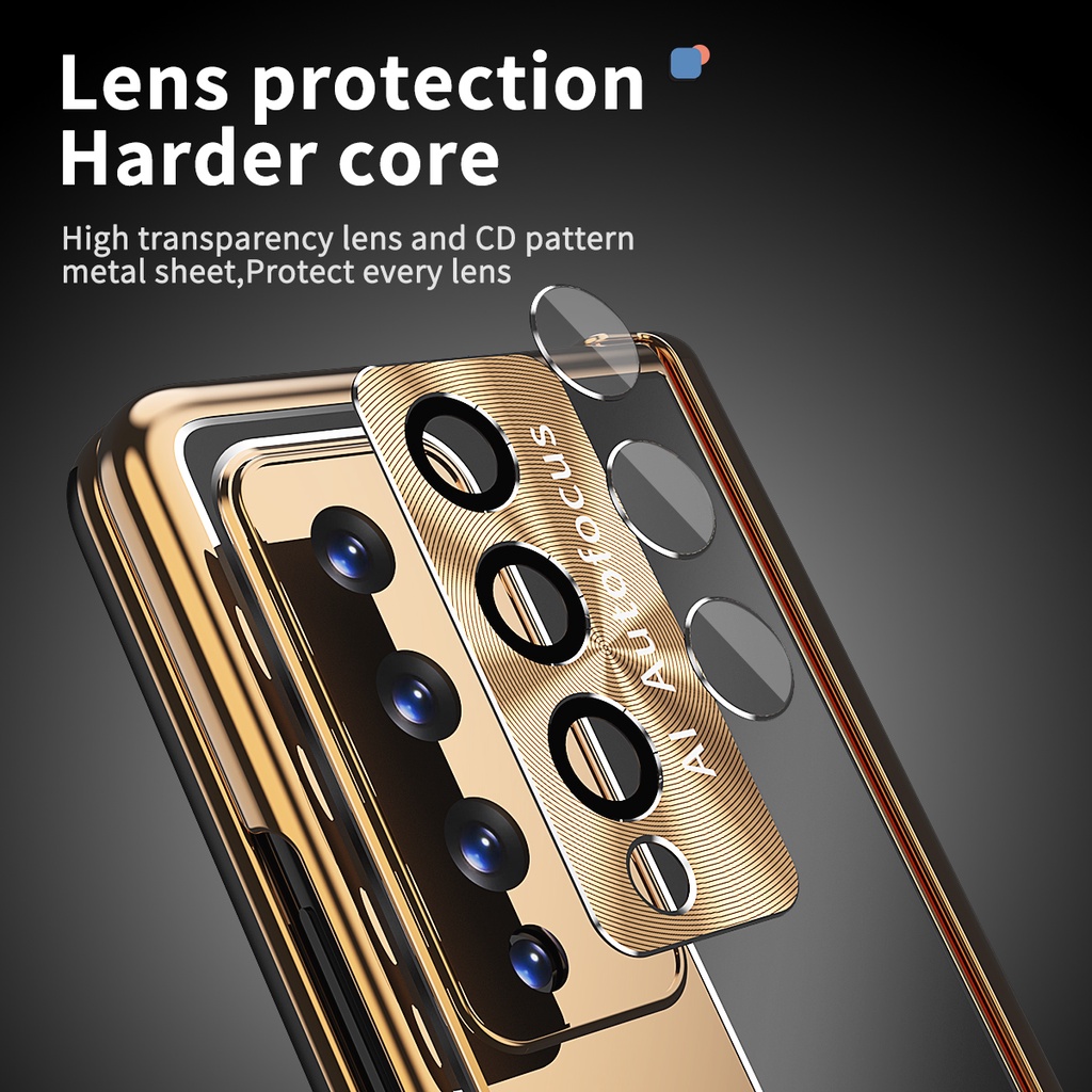 Ốp Điện Thoại Bằng Hợp Kim Nhôm Kèm Kính Cường Lực Bảo Vệ Toàn Diện Cho Samsung Galaxy Z Fold 5 Z Fold4 Fold3